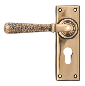 View 46228 - Polished Bronze Hammered Newbury Lever Euro Set - FTA offered by HiF Kitchens