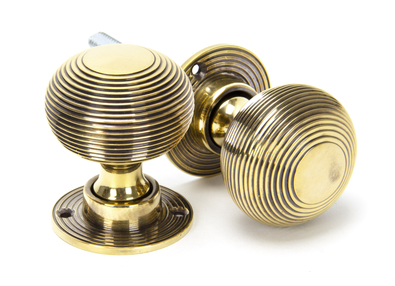 View 83633H - Aged Brass Heavy Beehive Mortice/Rim Knob Set FTA offered by HiF Kitchens