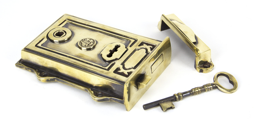 View 91528 - Aged Brass Davenport Rim Lock FTA offered by HiF Kitchens