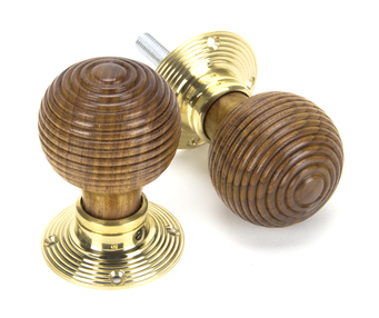 View 91787 - Rosewood & Polished Brass Beehive Mortice/Rim Knob Set - FTA offered by HiF Kitchens