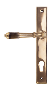 View Polished Bronze Reeded Slimline Lever Espag. Lock offered by HiF Kitchens