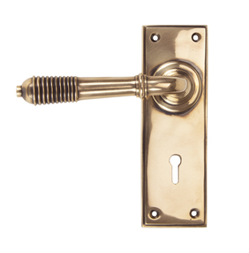 View Polished Bronze Reeded Lever Lock Set offered by HiF Kitchens