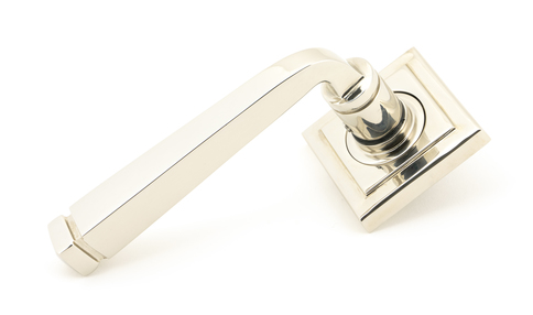 View 49956 - Polished Nickel Avon Round Lever on Rose Set (Square) - Unsprung - FTA offered by HiF Kitchens