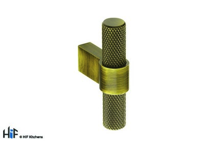 Added H1125.35.AGB Knurled T-Bar Handle Aged Brass Central Hole Centre To Basket