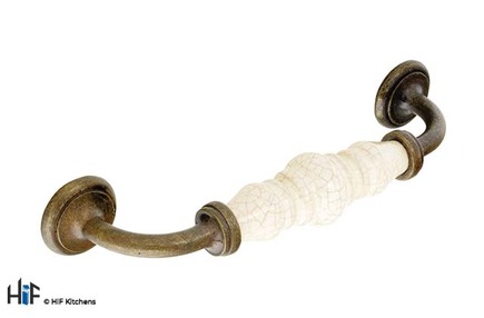 Added H367.128.ABB Holmes D Handle Ceramic Crackle Ivory Effect 128mm Hole Centre To Basket