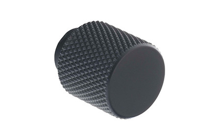 View Knurled K1111.20.MB Knob Matt Black Central Hole Centre offered by HiF Kitchens