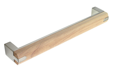 View Short H438.160.BSO D Handle Brushed Stainless Steel/Oak 160mm Hole Centre offered by HiF Kitchens
