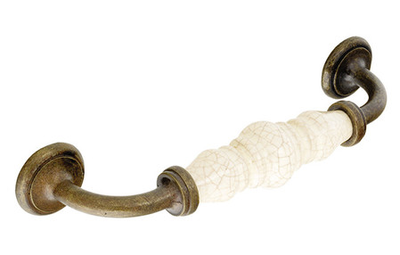 Added Holmes H367.128.ABB D Handle Ceramic Crackle Ivory Effect 128mm Hole Centre To Basket